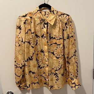 Rebecca Taylor Silk Floral Patterned Button-Up Blouse Size M